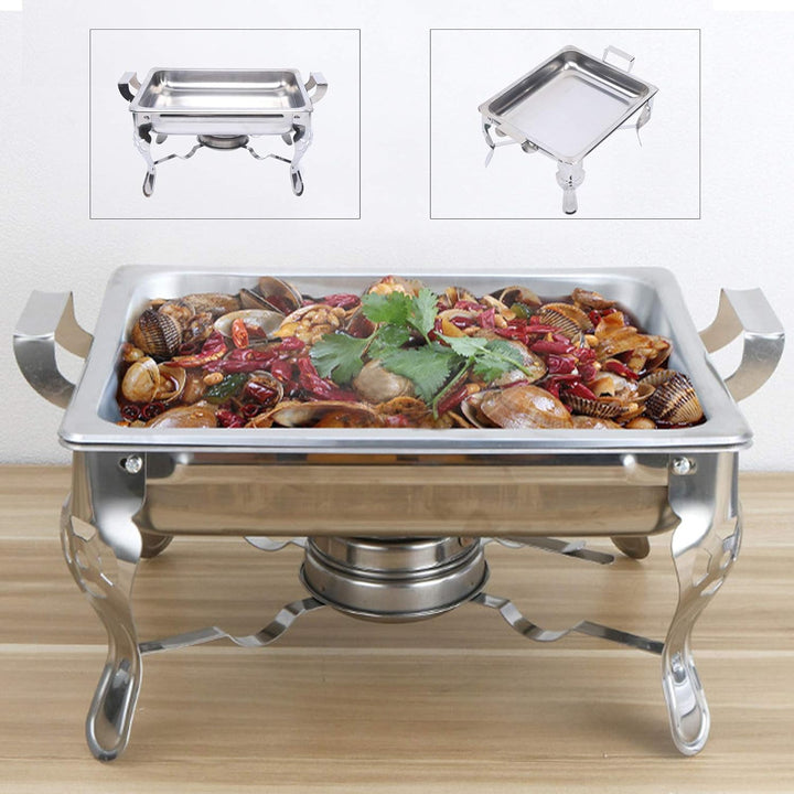 6L Chafing Dish Warmhaltebehälter, Speisenwärmer Edelstahl Buffetwärmer Catering Rechaud Gastronomie