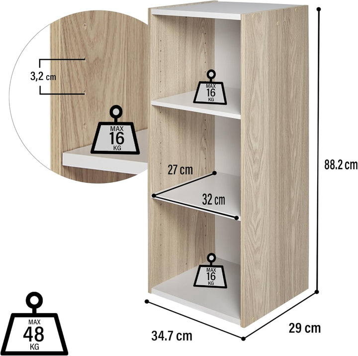 Iris Ohyama, Aufbewahrungsmöbel, Bücherregal, 3 modulare Regale, Modern, Design, Büro, Schlafzimmer,