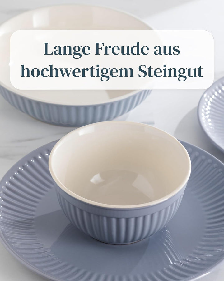 Suppenteller 6er Set Hygge Serie - Premium Steingut, Kratzfest, Für Spülmaschine, Mikrowelle - Styli