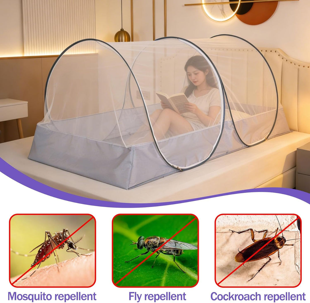 Moskitonetz Pop Up 100x200x73cm, Moskitonetz Bett klappbar, Mosquito Net imprägniert für Outdoor Ind