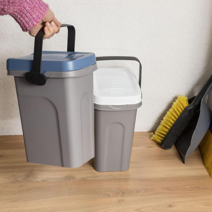 2x7L Windeleimer Geruchsdicht Blau Weiss Biomülleimer Bio Küche Eimer Deckel Blau-Weiss 2, Blau-Weis