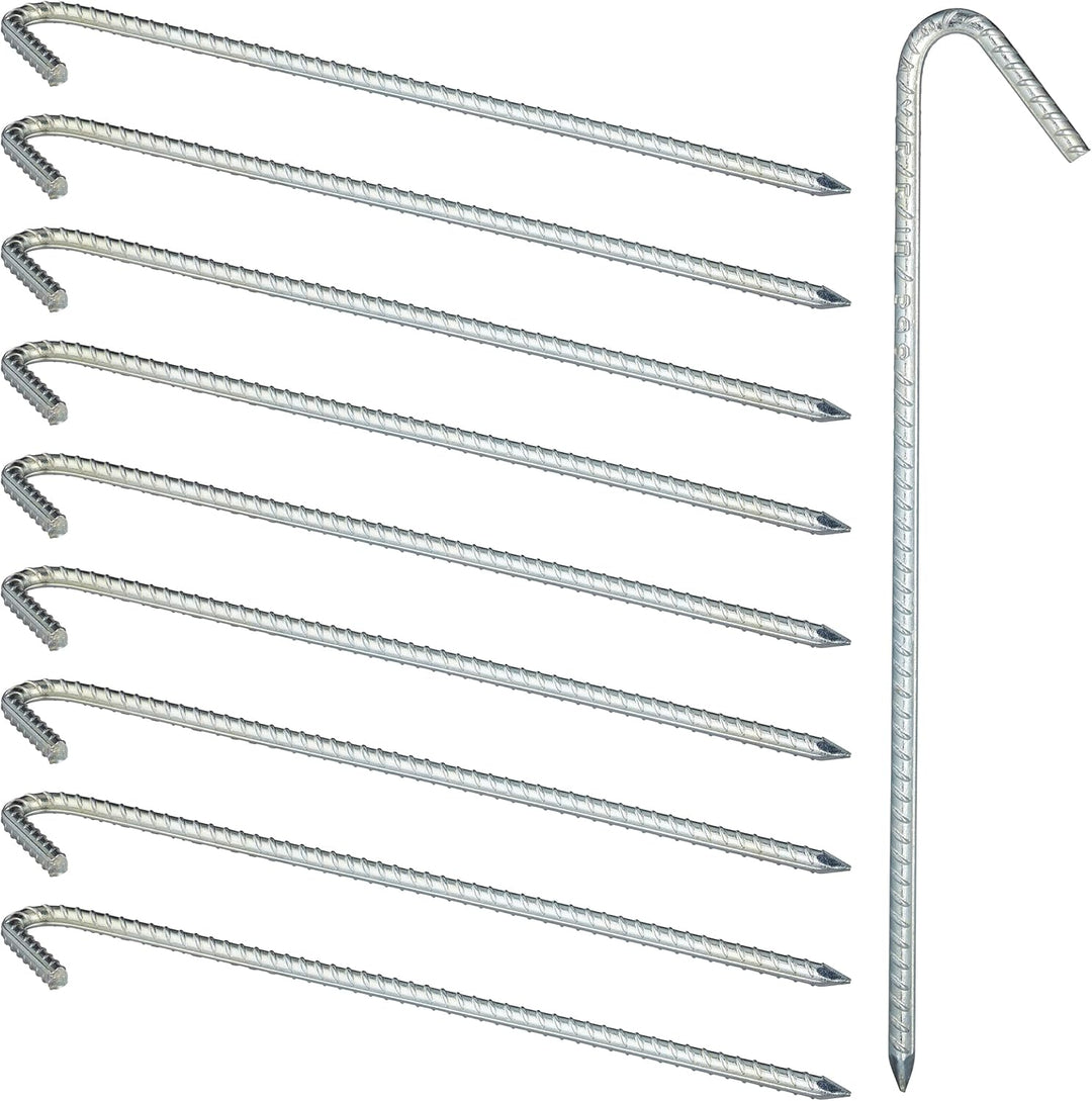 Relaxdays, silber XL Bodenanker im 10er Set, extrem stabile Erdanker, Zeltzubehör, extra lang, 37 cm
