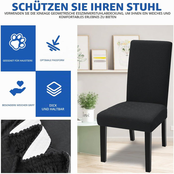 XINEAGE Stuhlhussen 4er Set, Stretch Stuhlhussen für Esszimmerstühle, Universale Stuhlhussen Waschba