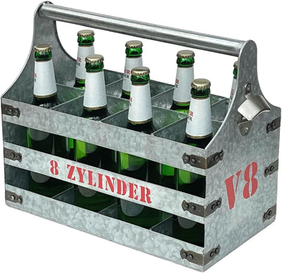 DanDiBo Bierträger Metall mit Öffner Flaschenträger 8 Zylinder V8 96404 Flaschenöffner Flaschenkorb