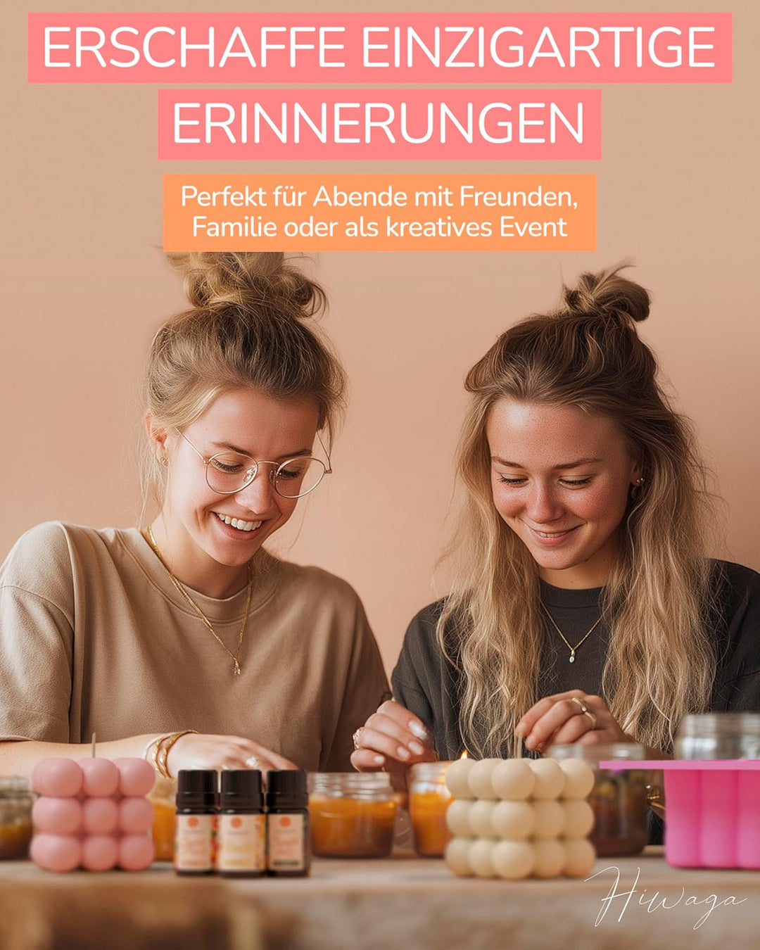 Hiwaga DIY Kerzen selber machen Set für Erwachsene, Starterkit für kreative Kerzenherstellung, Kerze