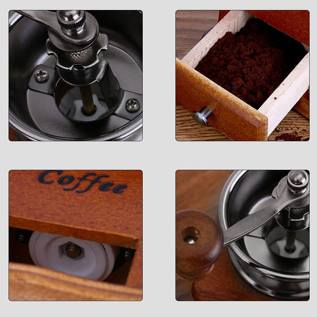 Manuelle Kaffeemühle, Kaffeemühle, Kaffeebohnenmühle, Vintage-Holz-Kaffeemühle mit einstellbarer Zah