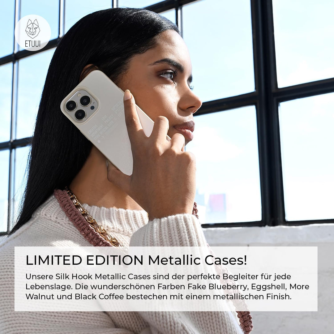 ETUUI Metallic Hook Hülle mit Ösen iPhone 13 Dunkelblau [kompatibel mit MagSafe] - hochwertige Schut