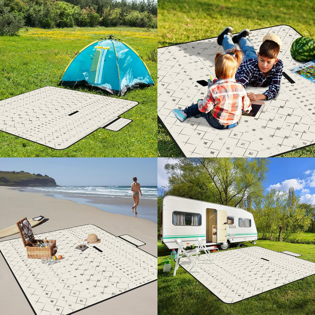 Jopee Picknickdecke Wasserdicht, 200x200cm Extra Gross Sandfrei Stranddecke für 4-6 Personen, Waschb