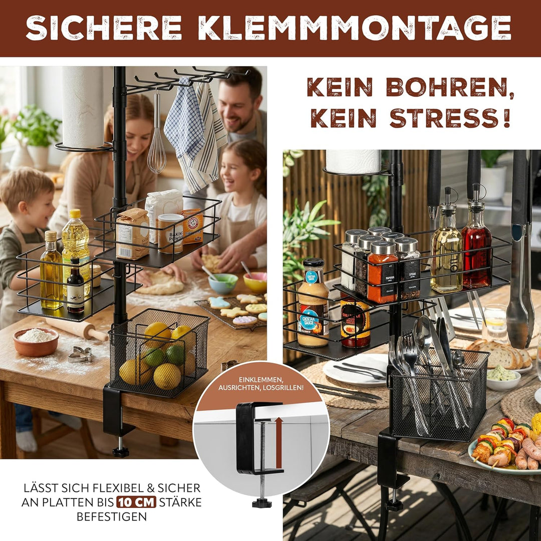 eluno 5-in-1 Grillzubehör-Organizer, Grill-Caddy inklusive Utensilienhaltern, Körben, Hakenleiste un