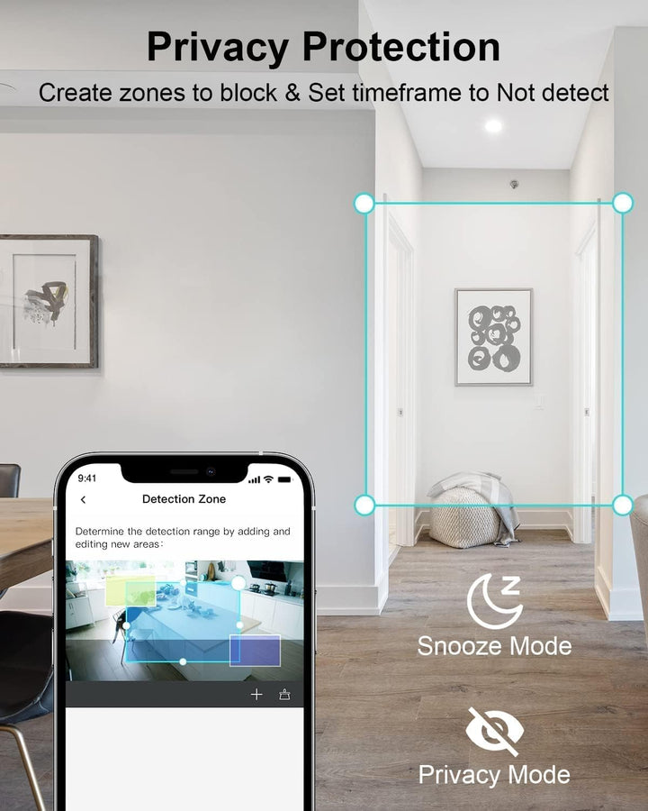 WUUK 4MP/2.5K Überwachungskamera Innen mit Magnetischem Standfuss, WLAN IP Kamera Überwachung Innen,