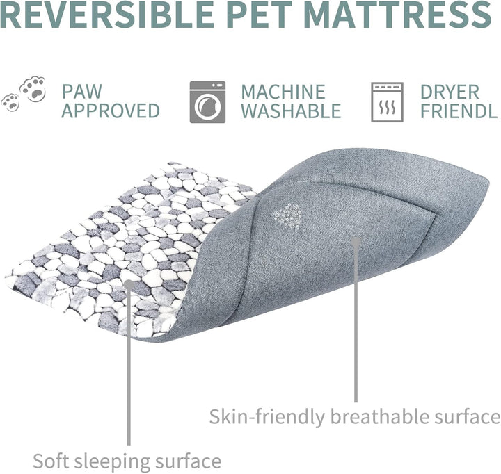VANKEAN Stilvolle Hundekäfig-Pad, wendbar (kühl und warm), weiche Haustier-Schlafmatte Hundebett für