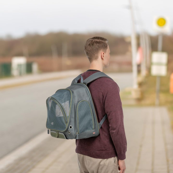 TRIXIE Hunde-Rucksack Lyla - Hunderucksack bis 8kg - Rucksack für Hunde mit Aussentaschen, integrier