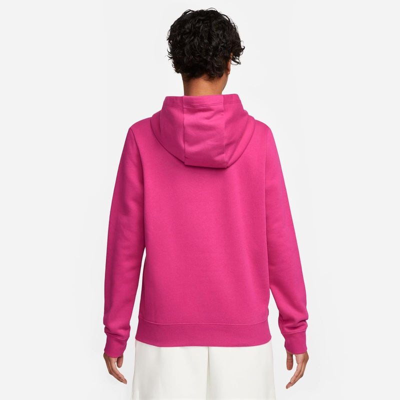 Nike Damen W NSW Club FLC Std Po HDY Hooded Long Sleeve TOP S Fireberry/White, S Fireberry/White