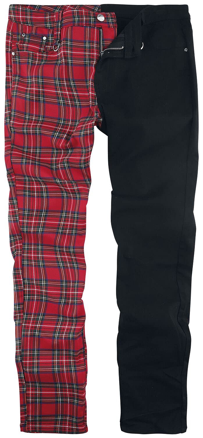 Banned Alternative Split Pants Männer Stoffhose rot/schwarz Gothic, Punk, Rockwear, Streetwear XL Ro