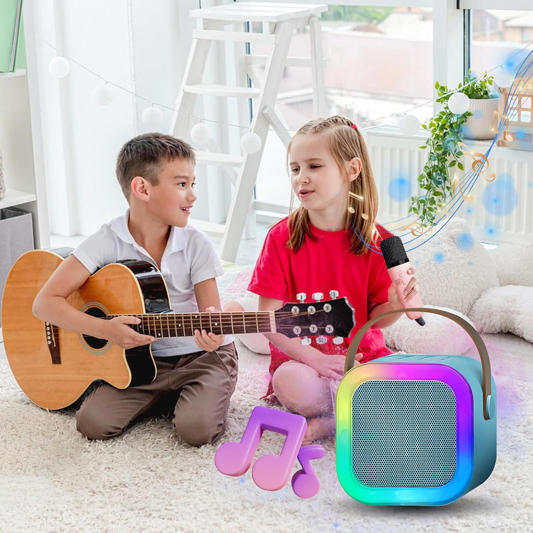 Karaoke für Kinder, Karaoke mit Mikrofon, Bluetooth-Mikrofon mit 2 Mikrofonen, tragbares Karaoke-Mik