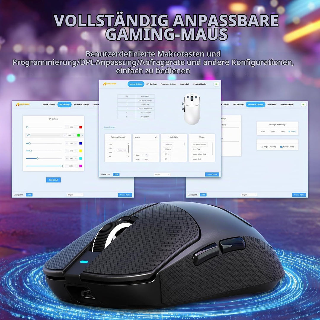 MAMBASNAKE X Attack Shark X8SE 55g ultraleichte kabellose Gaming-Maus mit Band–25000 DPI,PAW3311 Sen