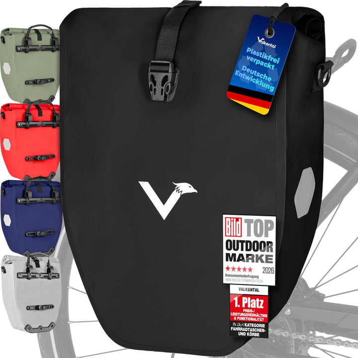 Valkental - Grosse & wasserdichte Gepäckträgertasche - Fahrradtasche für Gepäckträger mit Reflektore