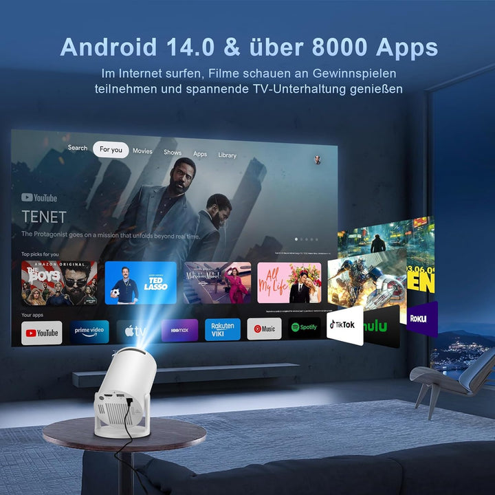 Salange Mini Beamer,Unterstützt 4K Mini Projektor WiFi 6 BT5.2,Projektor Android OS 11.0 Beamer 4k H