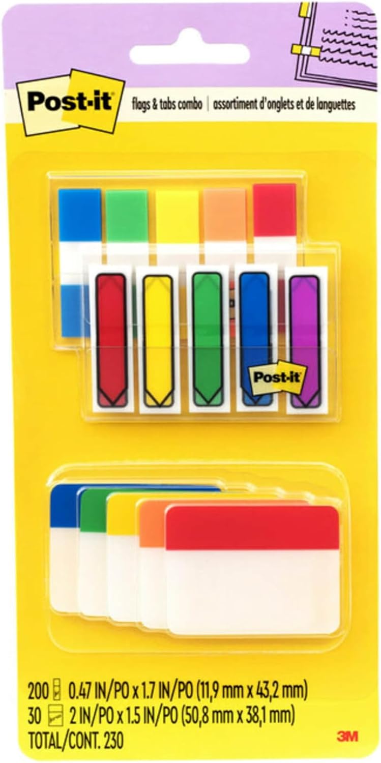 Post-it Flags and Tabs, 200 .47 in. x 1.7 in. Flags, 30 2 in. x 1.5 in. Tabs, TOTAL 230, (686-XLP) 2