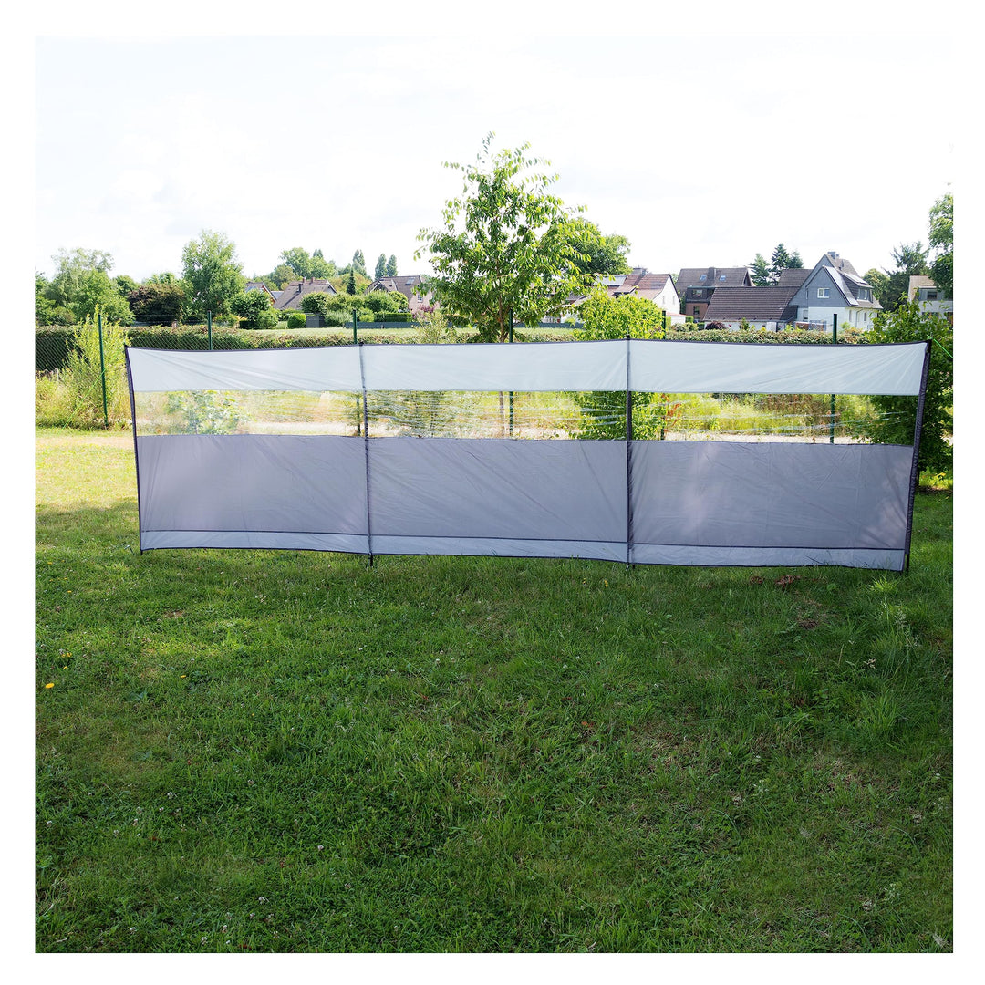 Windschutz mit Stahlstangen 500x140cm mit Sichtfenster - Sichtsschutz mit Heringen Abspannseilen Sch