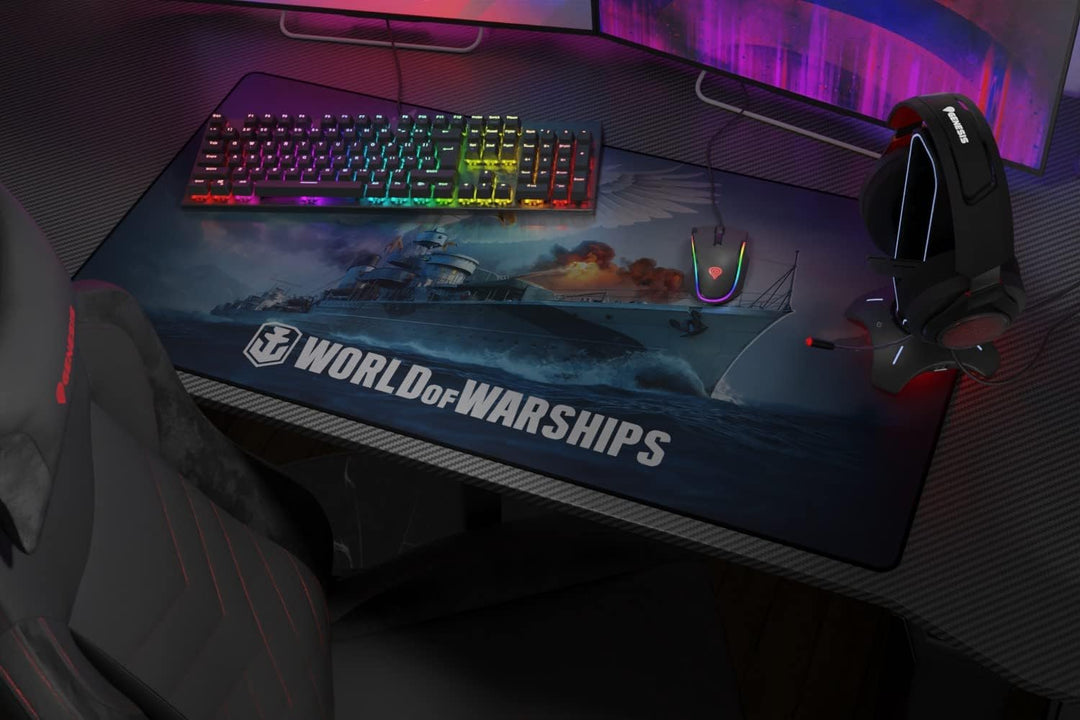 Genesis World of Warships Gaming Mauspad XXL 900×450 mm – Grosse Schreibtisch-Unterlage für Maus &amp; T