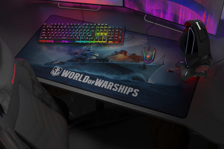 Genesis World of Warships Gaming Mauspad XXL 900×450 mm – Grosse Schreibtisch-Unterlage für Maus &amp; T