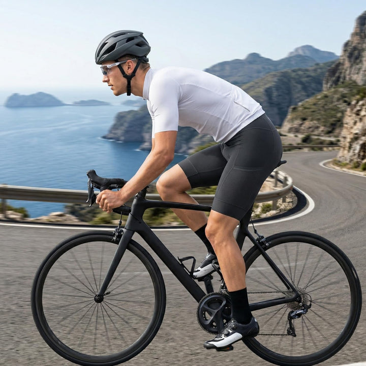 Lo.gas Herren Radfahren Bib Shorts, Gel Gepolstert Mit Taschen, Atmungsaktiv Quick-Dry für Männer M