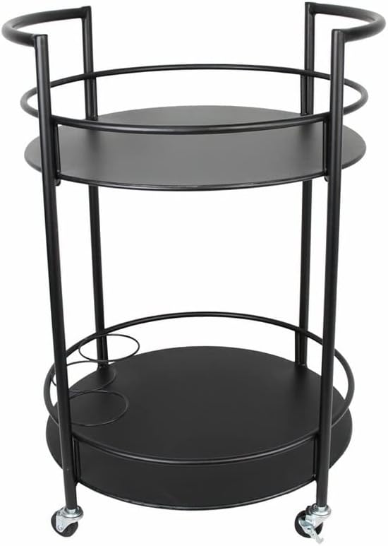 Dekoleidenschaft Servierwagen aus Metall, schwarz, Ø 46 x 69 cm, Getränkewagen, Barwagen