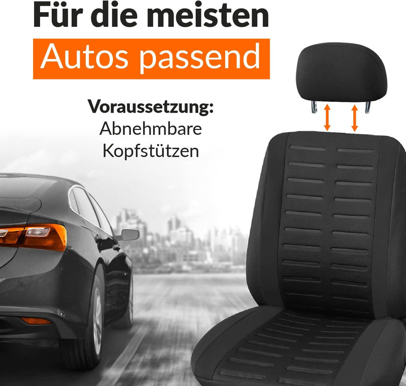 Upgrade4cars Autositzbezug für den Beifahrersitz | Vordersitz Auto-Schonbezug Universal Schwarz Beif