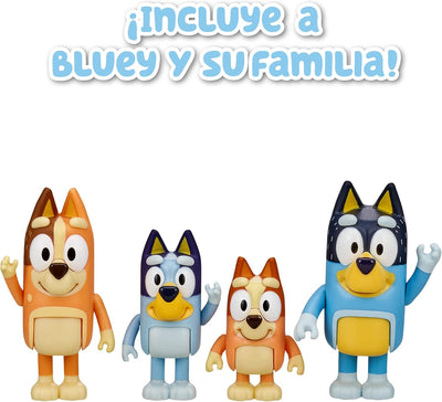 BlueY Family Pack, Set mit 4 beweglichen Figuren, Bingo, Mama Chilli und Papa Bandit, wie im Fernseh
