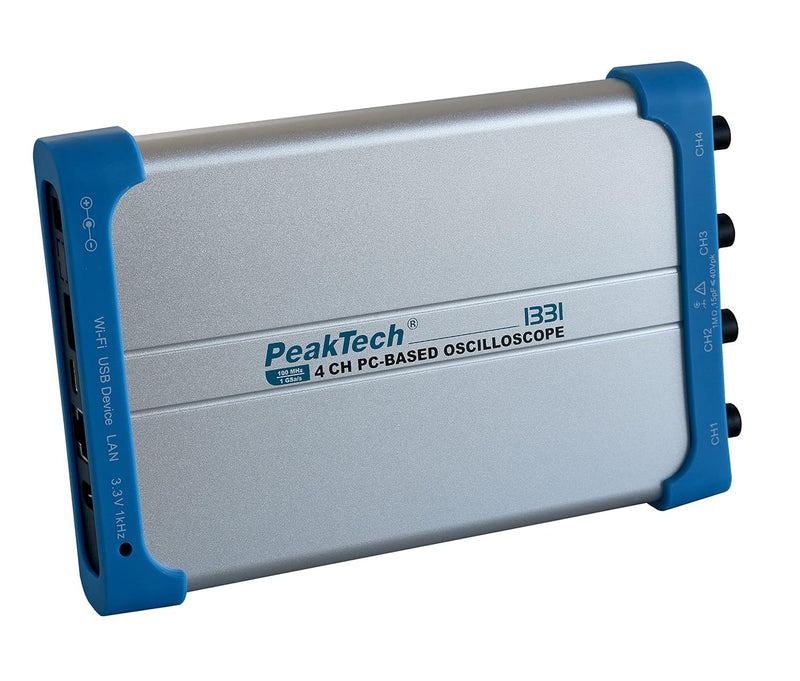 PeakTech 1331 - PC-Oszilloskop, 4 Kanal, 100 MHz, 1GS/s, USB und LAN Schnittstelle, PC Software, P 1