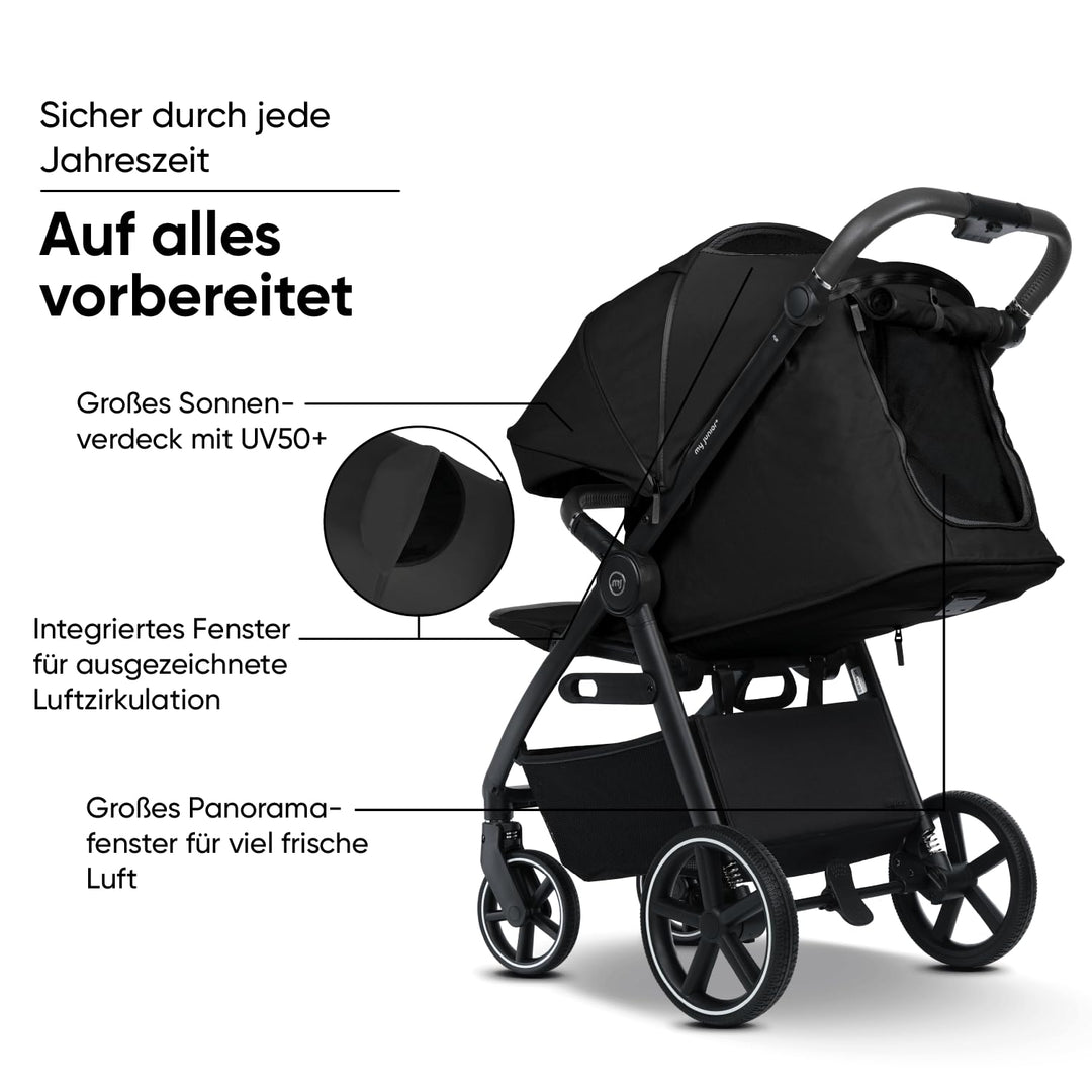 my junior® PLIA² | grosser Komfortbuggy mit Luftkammerreifen, Einhand-Faltmechanismus, einstellbare