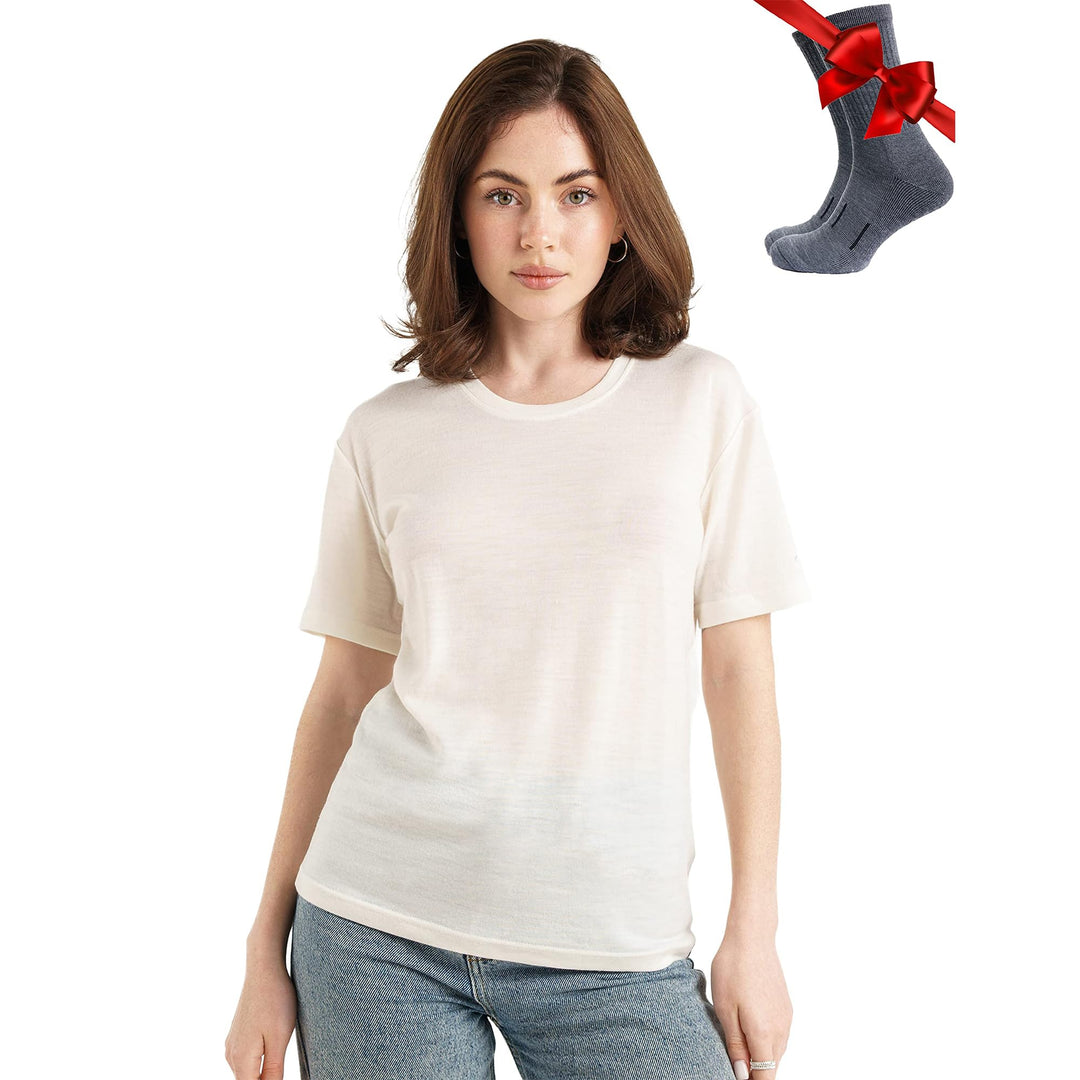 Merino.tech Merinowolle T-Shirt Damen - 100% Merinowolle Leichte Basisschicht Damen Kurzarm T-Shirt