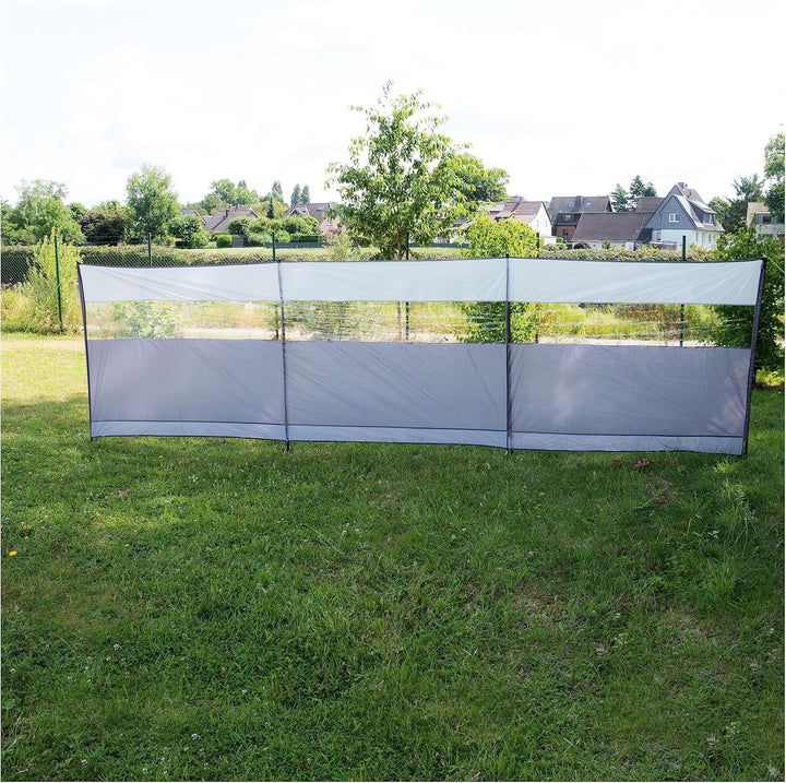 Windschutz mit Stahlstangen 500x140cm mit Sichtfenster - Sichtsschutz mit Heringen Abspannseilen Sch