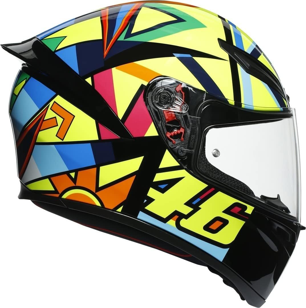 AGV Unisex-Adult K1 E2205 TOP Motorrad Helm, Gelb/Blau/Rot, XL
