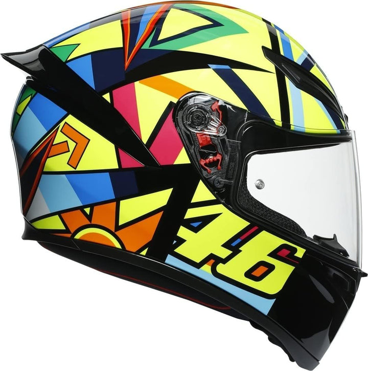 AGV Unisex-Adult K1 E2205 TOP Motorrad Helm, Gelb/Blau/Rot, XL