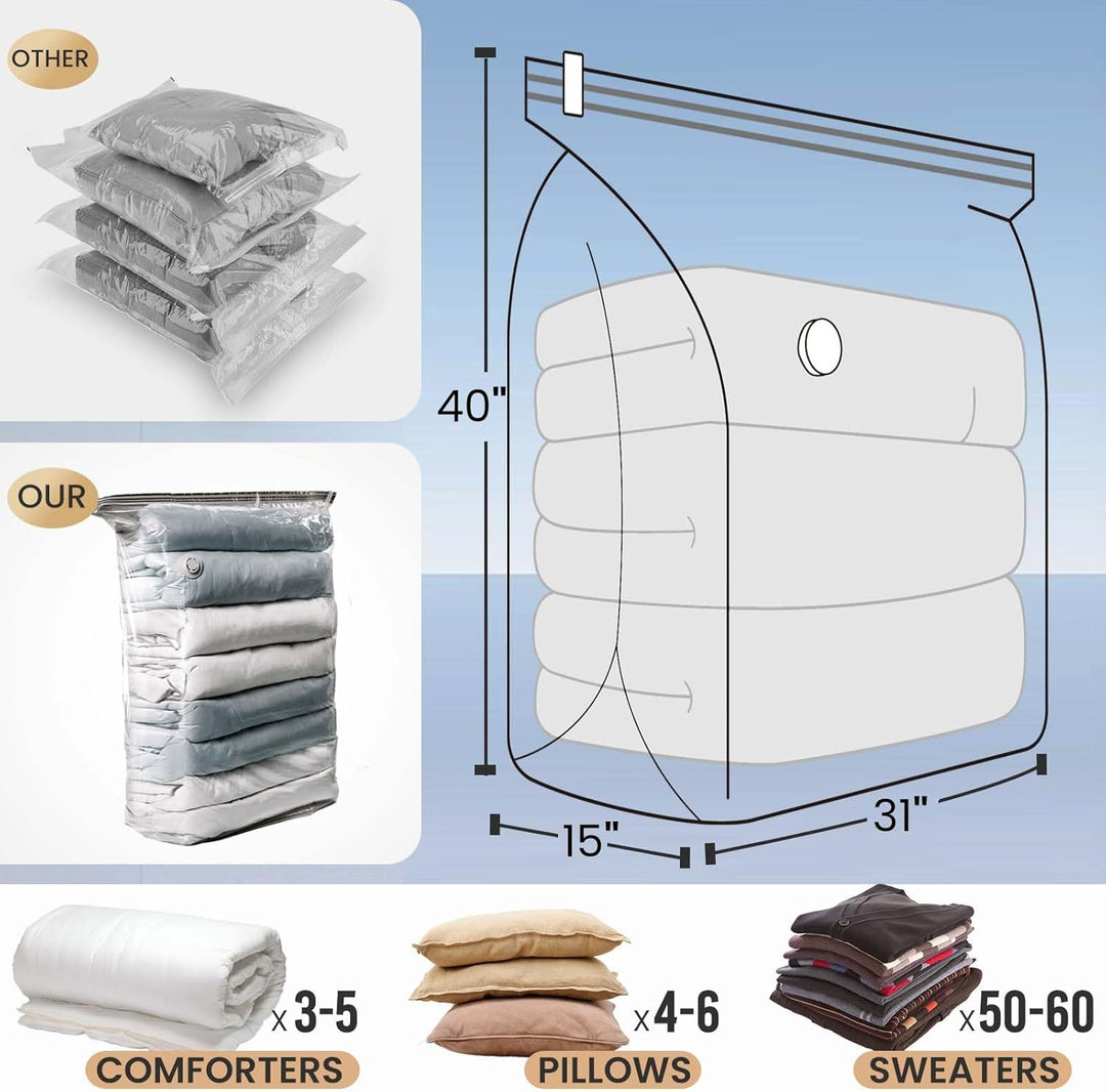 TAILI Vakuumbeutel für Kleidung Gross Würfel, 6 Jumbo Vakuumbeutel für Bettdecken Vacuum Bags for Cl