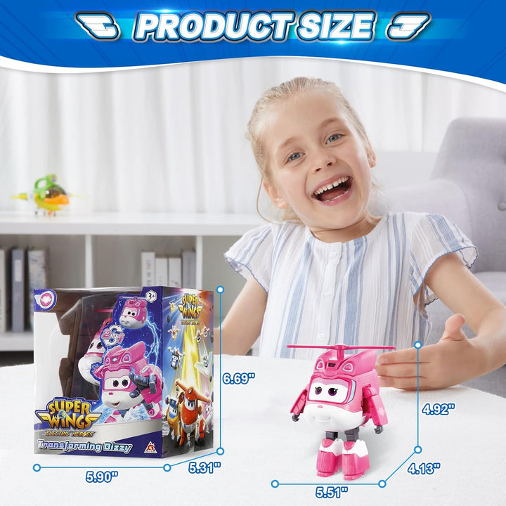 Super Wings Transformations-Flugzeug Supercharged Dizzy, ca. 12,7 cm grosse Spiel-Figur für Kinder,