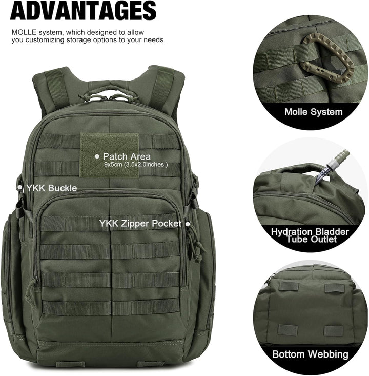 Mardingtop 25L/40L Taktischer Rucksack Herren Wanderrucksack mit MOLLE-System Militär Rucksack, Tact