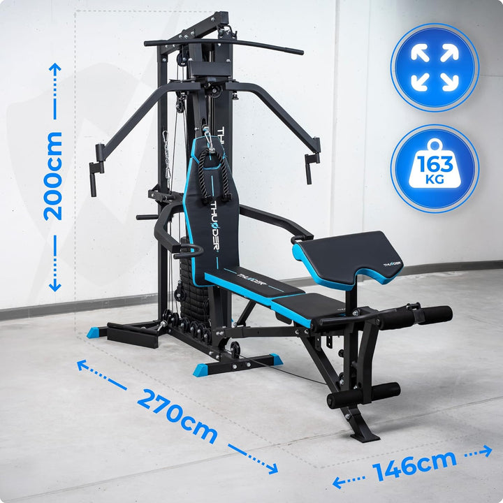 THUNDER Multifunktionale Kraftstation Home Gym Fitnessstation mit Kabelzug & Muskelaufbau Training Z