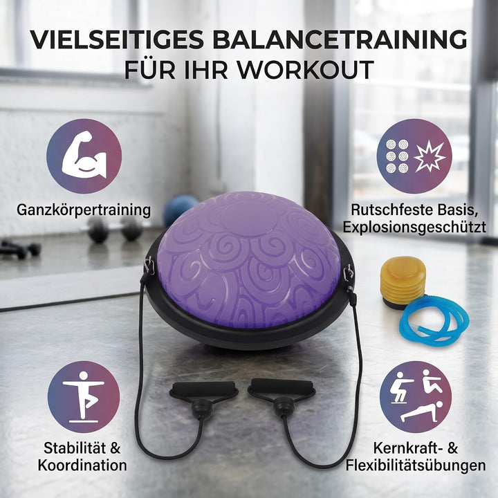 Ejoyous Balance Ball Trainer, 46cm Anti-Rutsch Balance Board Halbkugel Gymnastikball Yoga Halbball m