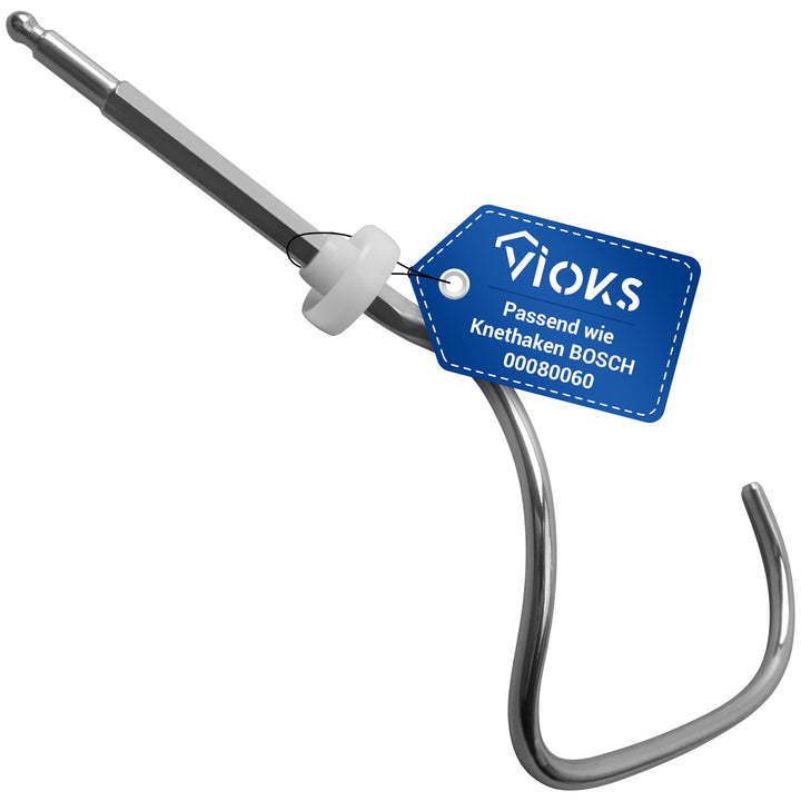 VIOKS Knethaken Ersatz für Bosch Siеmens 00080060 - Rührhaken Knetdüse für Küchenmaschine ProfiMixx