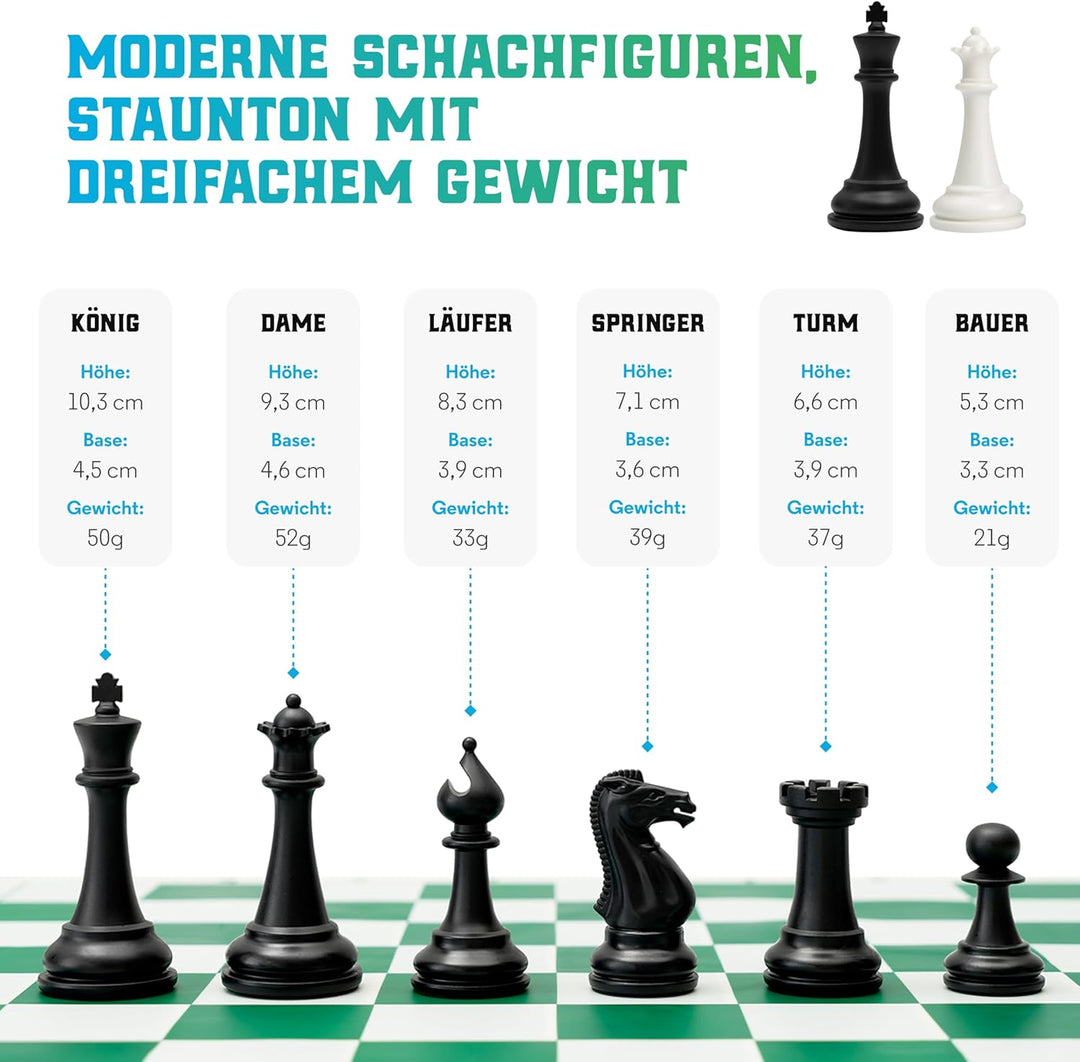 Best Chess Set Ever 3X – Turnierschachset mit 20" Silikonbrett (Patentiert, Beidseitig & Aufrollbar)