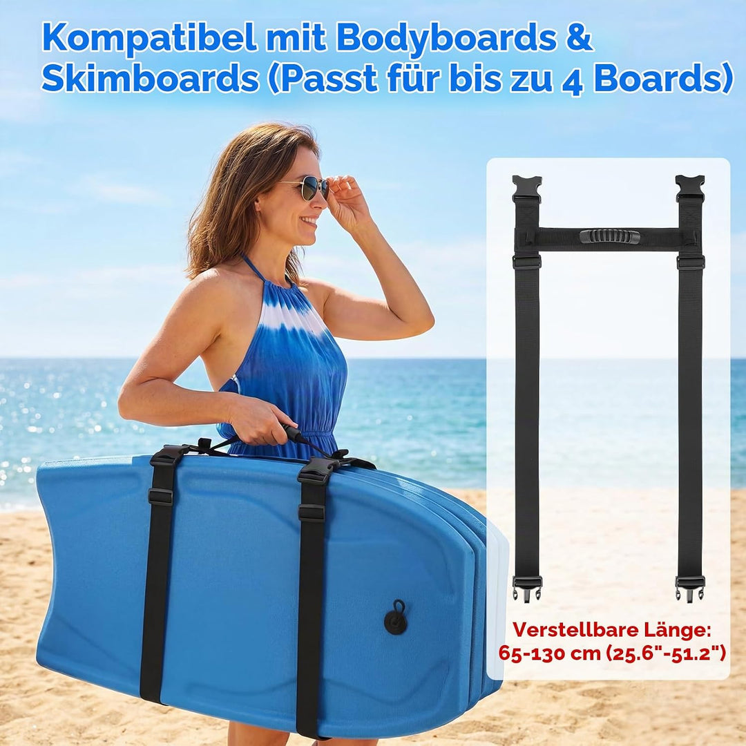 Bodyboard &amp; Skimboard Trageriemen – Mit gepolstertem Schultergurt für freie Hände – Verstellbar, Rob
