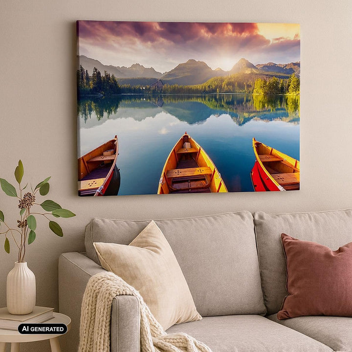 ARTTOR Bilder auf Leinwand 100x70cm Leinwandbild mit Rahmen See Natur Gross Wanddeko Bild Schlafzimm