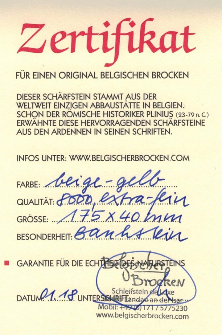 Schleifstein Abziehstein Gelber Belgischer Brocken Grösse 175x40 mm Messer-Schärfer