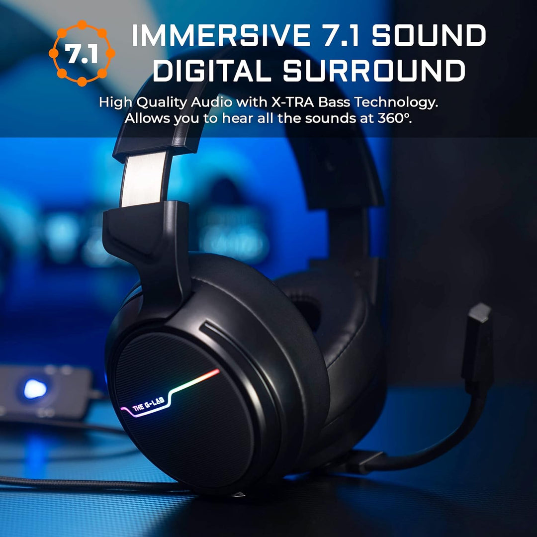 The G-LAB Korp Thallium Gaming-Kopfhörer, USB, 7.1, Digital Surround - Headset für Gamer, Audio - Mi