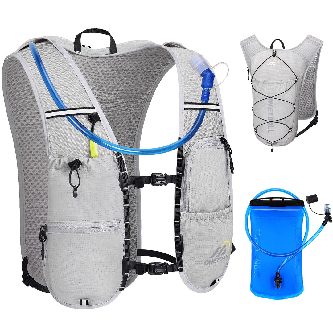 Laufweste Damen mit 500ml Trinkflasche/2L Trinkblase, Leichter Trinkrucksack Laufen Herren 6L, Runin