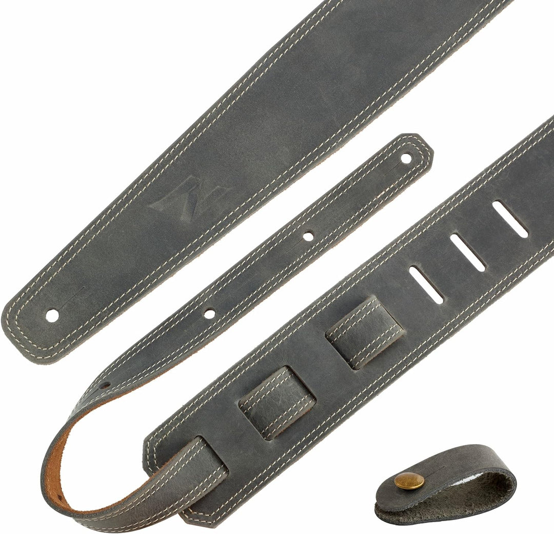 Nefelibata Gitarrengurt, 2,5" breiter Gitarrengurt aus Vollnarbenleder mit Schaumstoffpolsterung und