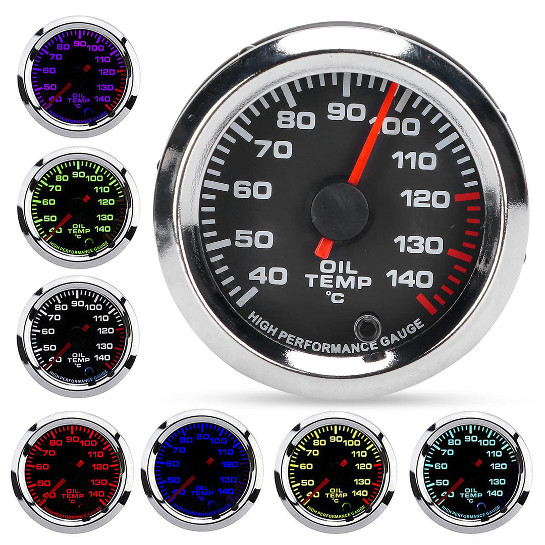12V Öltemperaturanzeige,Öltemperaturanzeige 52mm/2.0in 40-140℃ Display 7 Farben Hintergrundbeleuchtu